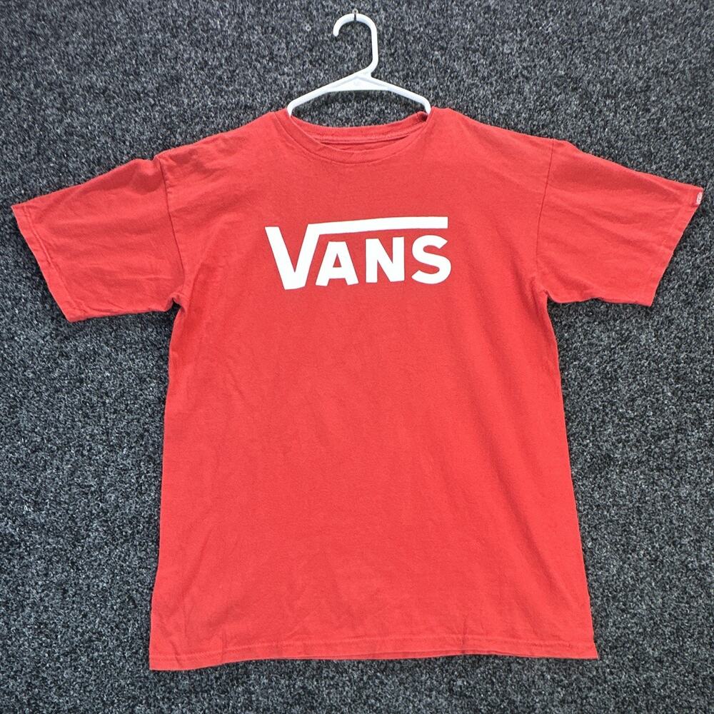 Vans Classic Logo T Shirt Mens Medium Red White Skateboarding Skate Tee
